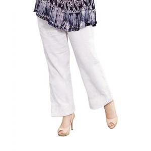 NEW ON THE PLUS SIDE wide leg linen pants - plus in white